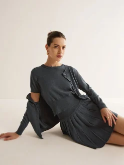 Online Utility Knit Three-Piece Skirt Set Sweater Tops|Skirts