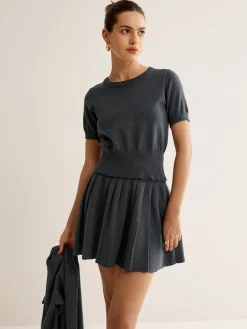 Online Utility Knit Three-Piece Skirt Set Sweater Tops|Skirts