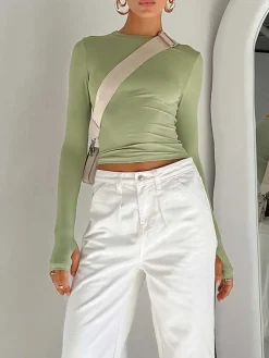 Outlet Utility Long Sleeve Crop Top Sweater Tops|Crop Tops