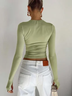 Outlet Utility Long Sleeve Crop Top Sweater Tops|Crop Tops