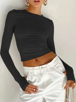 Outlet Utility Long Sleeve Crop Top Sweater Tops|Crop Tops