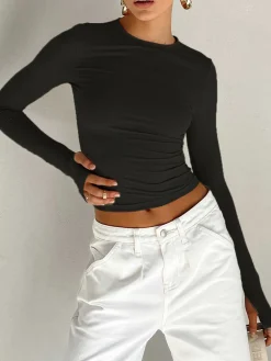 Outlet Utility Long Sleeve Crop Top Sweater Tops|Crop Tops