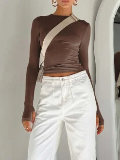 Outlet Utility Long Sleeve Crop Top Sweater Tops|Crop Tops