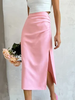 Online Utility Ruched Midi Skirt Skirts|Bottoms