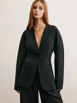 Discount Utility Split Button Cinched Blazer Outerwear|Blazers