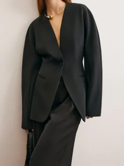 Discount Utility Split Button Cinched Blazer Outerwear|Blazers