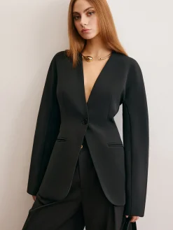 Discount Utility Split Button Cinched Blazer Outerwear|Blazers