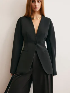 Discount Utility Split Button Cinched Blazer Outerwear|Blazers