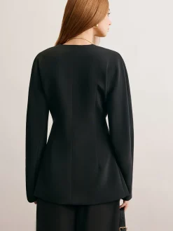 Discount Utility Split Button Cinched Blazer Outerwear|Blazers