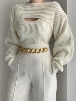 Discount Utility Two Piece Bolero Sweater Sweater Tops|Long Sleeve Sets