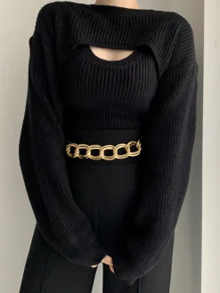 Discount Utility Two Piece Bolero Sweater Sweater Tops|Long Sleeve Sets