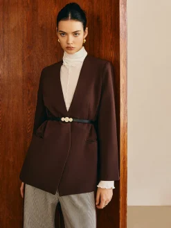 Outlet Utility V-Neck Blazer Without Belt Outerwear|Blazers