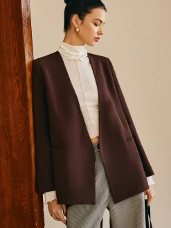 Outlet Utility V-Neck Blazer Without Belt Outerwear|Blazers