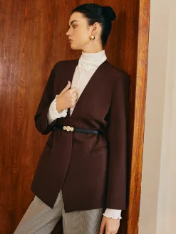 Outlet Utility V-Neck Blazer Without Belt Outerwear|Blazers