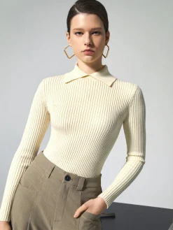 Discount Vanilla Polo Long Sleeve Knit Top Sweater Tops|Sweaters & Cardigans