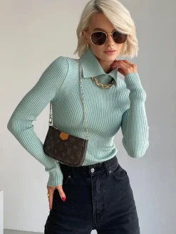 Discount Vanilla Polo Long Sleeve Knit Top Sweater Tops|Sweaters & Cardigans