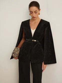 Discount Velvet Belted Cloak Outerwear|Outerwear