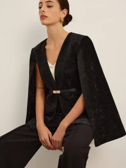 Discount Velvet Belted Cloak Outerwear|Outerwear