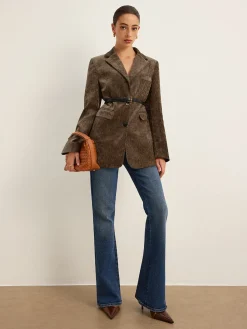 Outlet Velvet Button Blazer With Belt Blazers|Outerwear