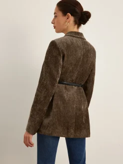Outlet Velvet Button Blazer With Belt Blazers|Outerwear
