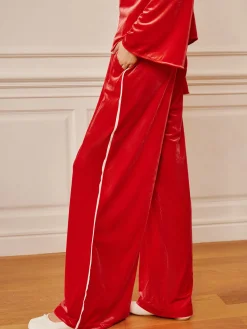 Sale Velvet Lace Up Draped Pants Set Pants Sets|Long Sleeve Sets