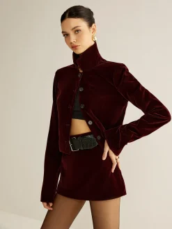 Online Velvet Lapel Short Blazer Outerwear|Blazers