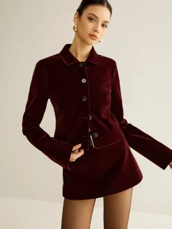 Clearance Velvet Lapel Short Blazer Outerwear|Blazers