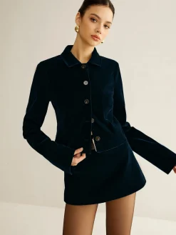 Clearance Velvet Lapel Short Blazer Outerwear|Blazers