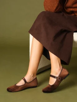 Online Velvet Mary Jane Ballet Shoes Shoes|Accessories