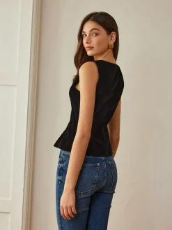 Hot Velvet Metal-Button Vest Outerwear|Vests