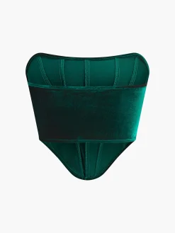 Sale Velvet Piping Corset Tops