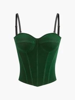 Velvet Piping Zipper Cami Top Tank Tops & Camis|Tops