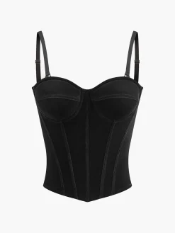 Velvet Piping Zipper Cami Top Tank Tops & Camis|Tops
