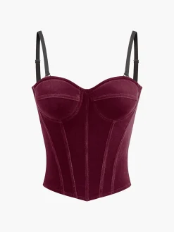 Velvet Piping Zipper Cami Top Tank Tops & Camis|Tops