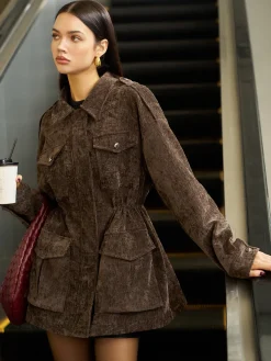 Sale Velvet Pleated Cargo Polo Jacket Outerwear|Jackets