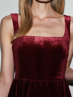 Hot Velvet  Pleated Strappy Short Dress Cocktail & Party Dresses|Short Dresses