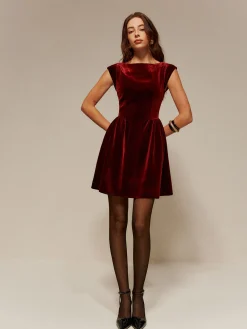 Best Velvet Pleated Tank Short Dress Cocktail & Party Dresses|Short Dresses