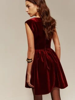 Best Velvet Pleated Tank Short Dress Cocktail & Party Dresses|Short Dresses