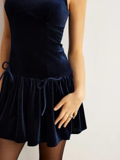 Discount Velvet Ruffle Tank Dress Cocktail & Party Dresses|Short Dresses