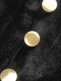 Outlet Velvet Split Button Top T-shirts|Tops