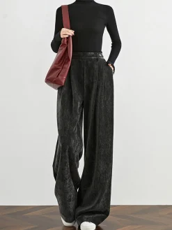 New Velvet Wide-Leg Pants Pants|Bottoms