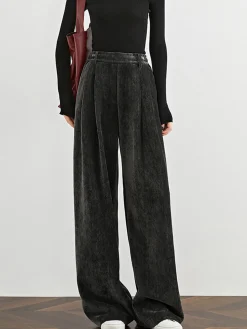 New Velvet Wide-Leg Pants Pants|Bottoms