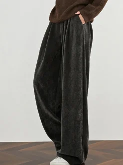 New Velvet Wide-Leg Pants Pants|Bottoms