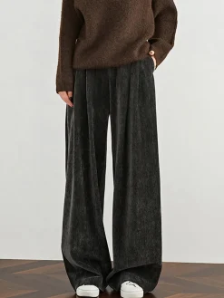 New Velvet Wide-Leg Pants Pants|Bottoms