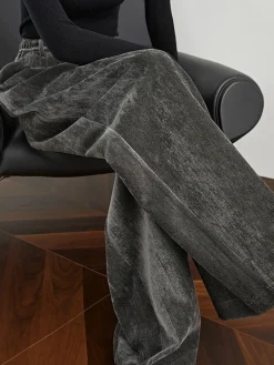 Outlet Velvet Wide-Leg Pants Pants|Bottoms
