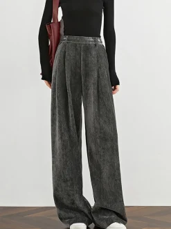 Outlet Velvet Wide-Leg Pants Pants|Bottoms
