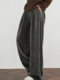 Outlet Velvet Wide-Leg Pants Pants|Bottoms