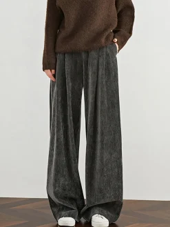 Outlet Velvet Wide-Leg Pants Pants|Bottoms