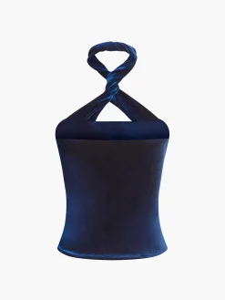 Discount Velvet Zipper Halter Top Tank Tops & Camis|Tops