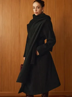Outlet Versatile Belted Warm Coat With Scarf Outerwear|Coats